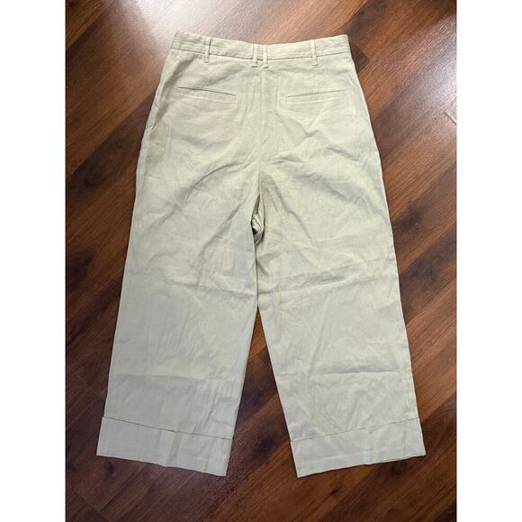 Rag & Bone Ivy Linen Blend Culotte Wide Leg Pants Sage Green Sz 8 Old Money - Picture 3 of 8